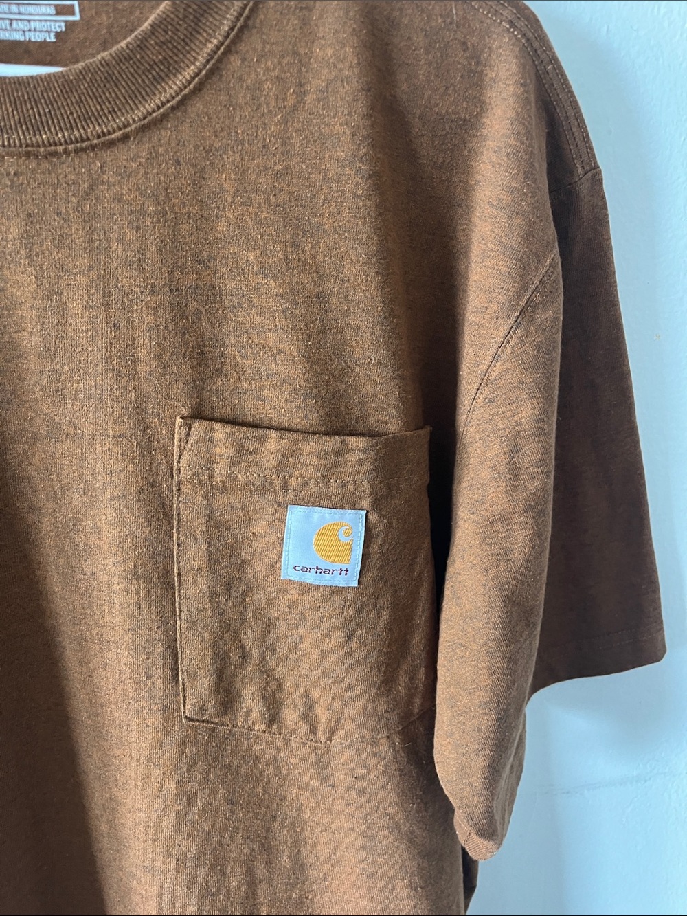 Carhartt Men’s Crewneck Pocket Tee in Deep Brown - Picture 3 of 4